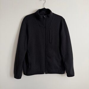 Lululemon Sojourn Fleece Lined Knit Full Zip Black Heathered Sweater Jacket Sz M